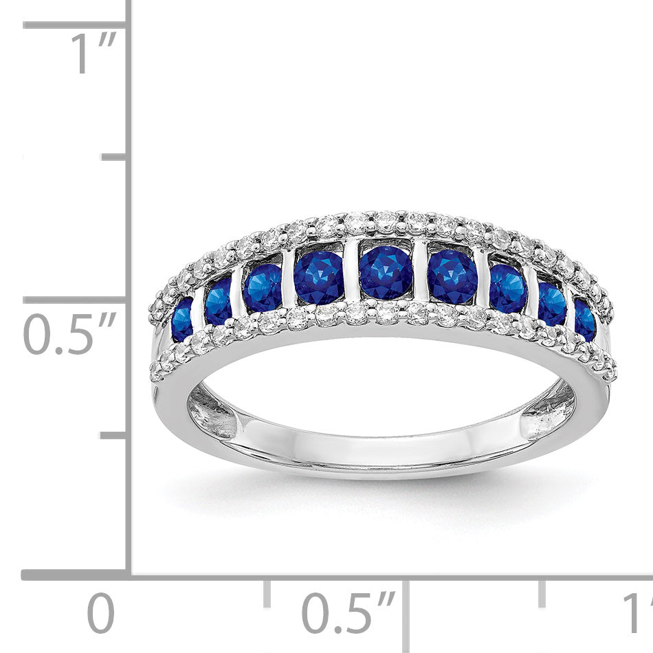 14k White Gold Diamond and Sapphire Fancy Ring Secondary image