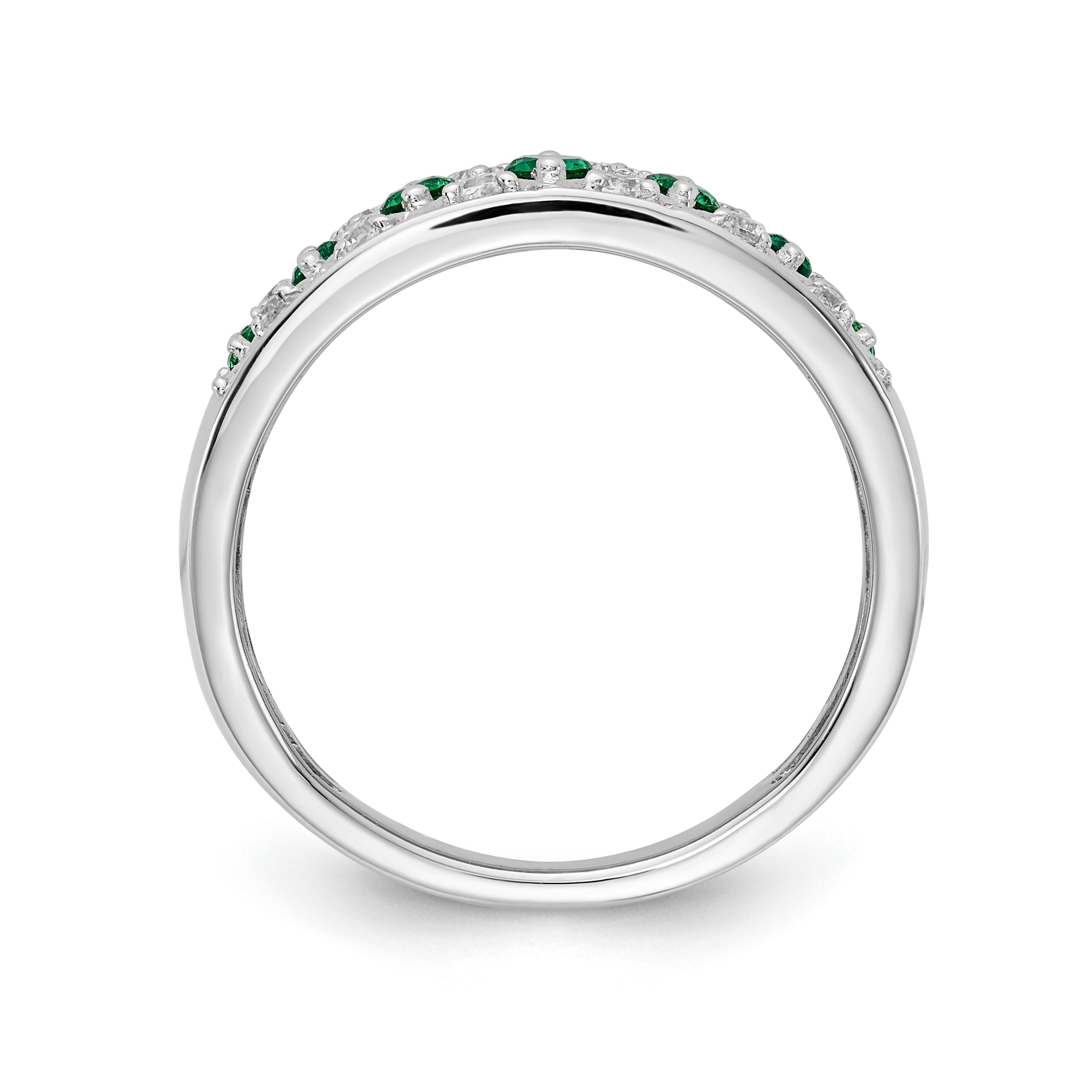 14k White Gold Diamond and Emerald Fancy Ring Secondary image