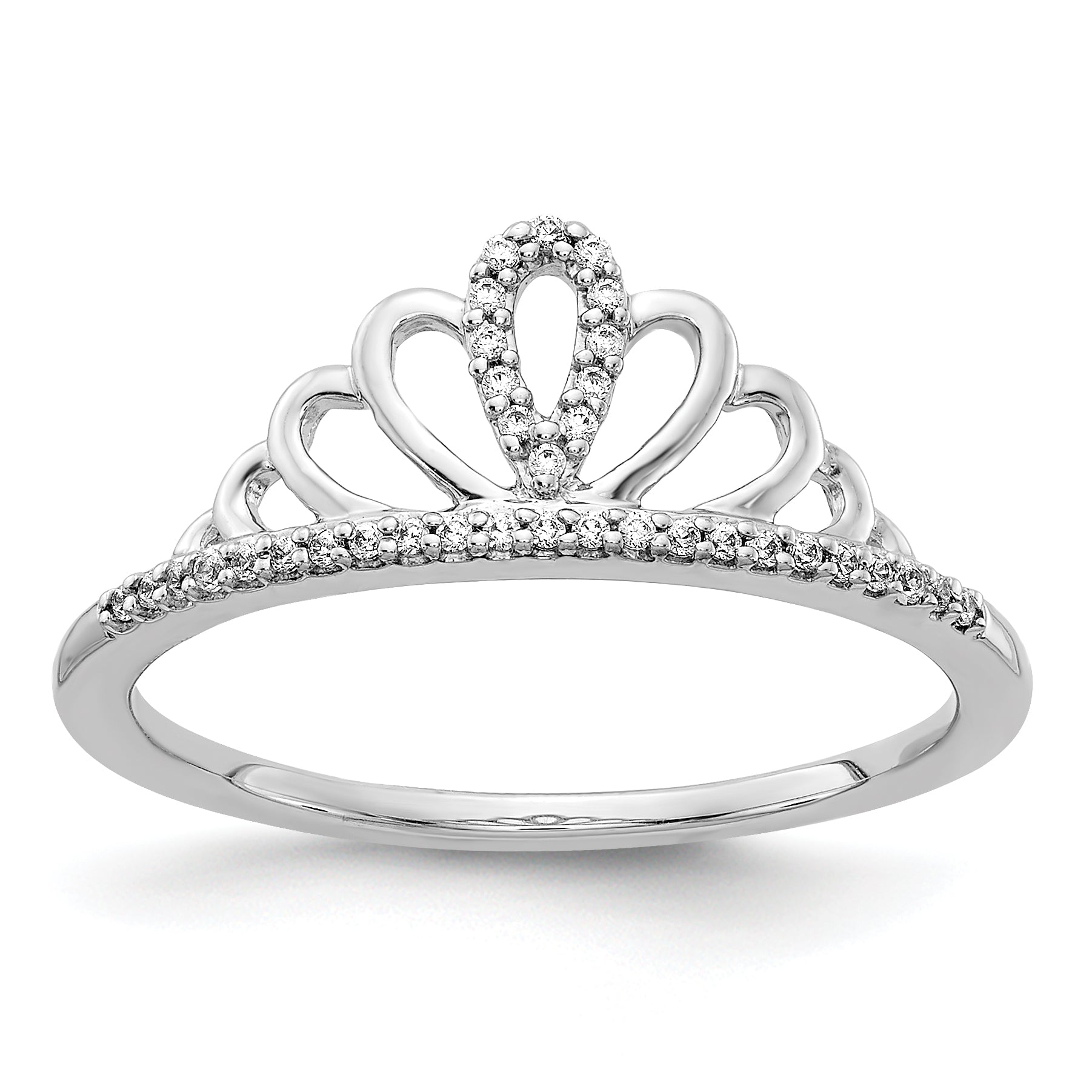 14k White Gold Diamond Tiara Ring Main image