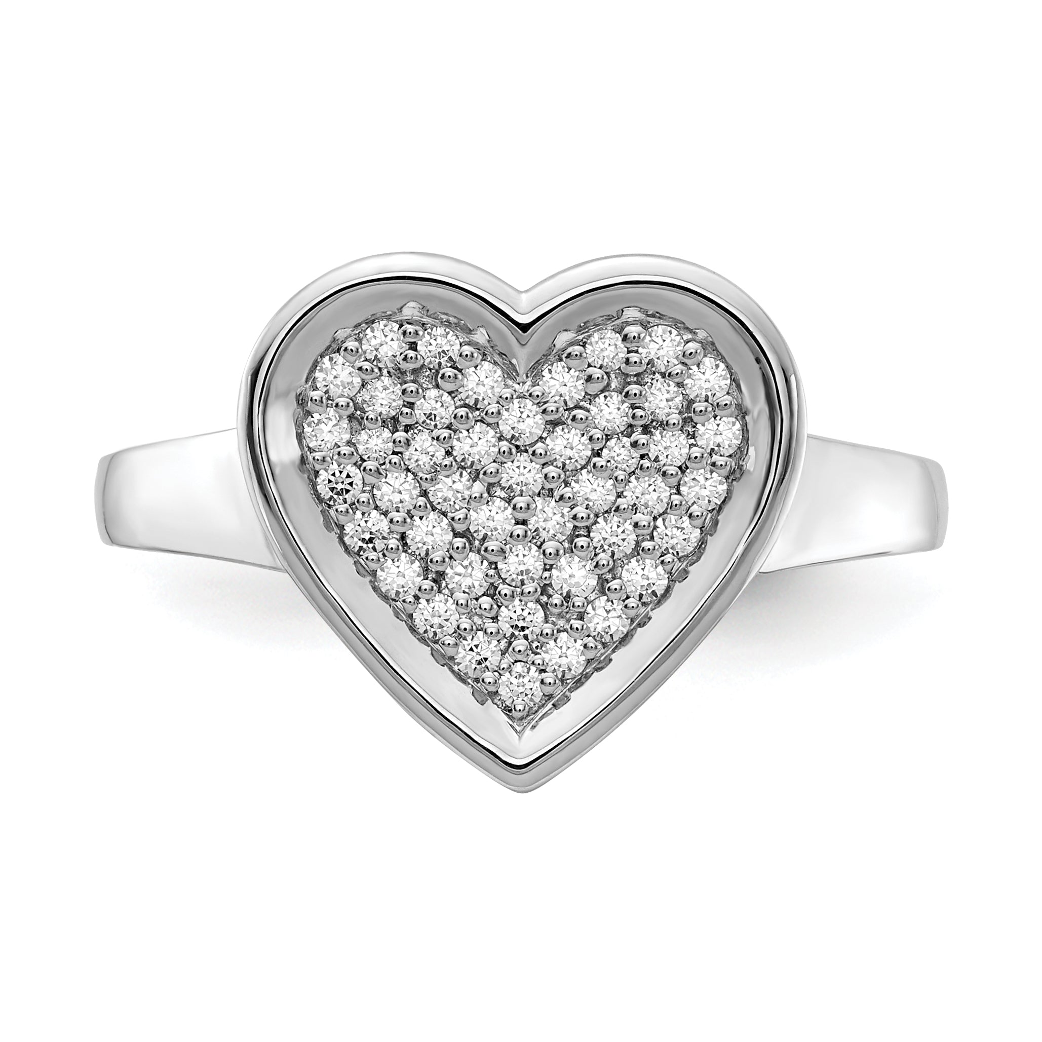 14k White Gold Diamond Fancy Heart Ring