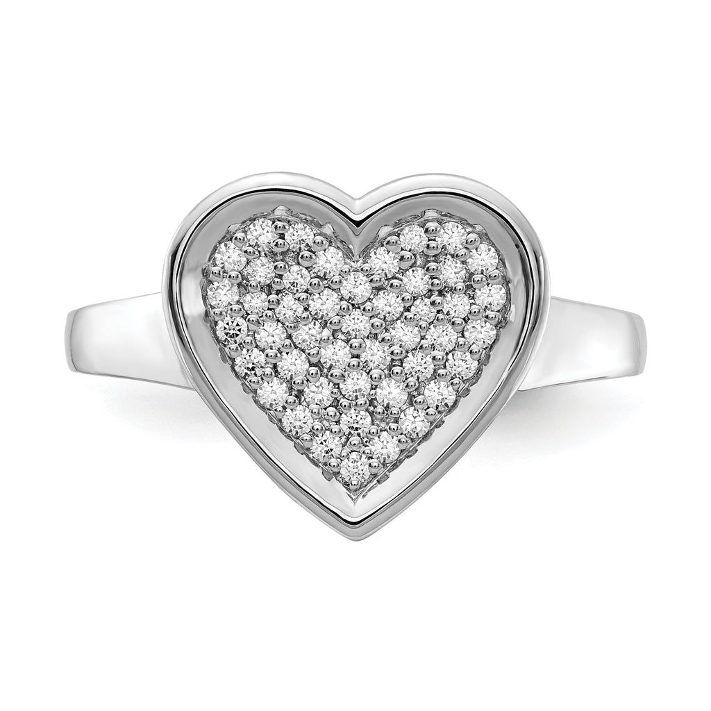14k White Gold Diamond Fancy Heart Ring