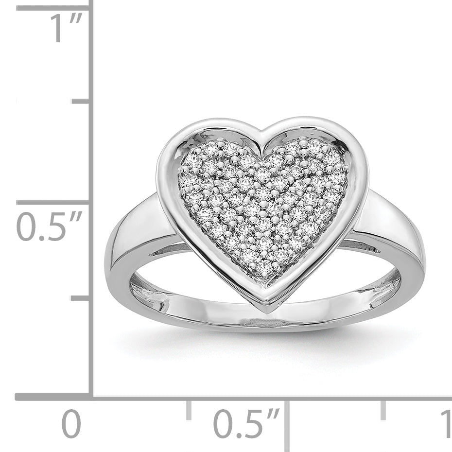 14k White Gold Diamond Fancy Heart Ring