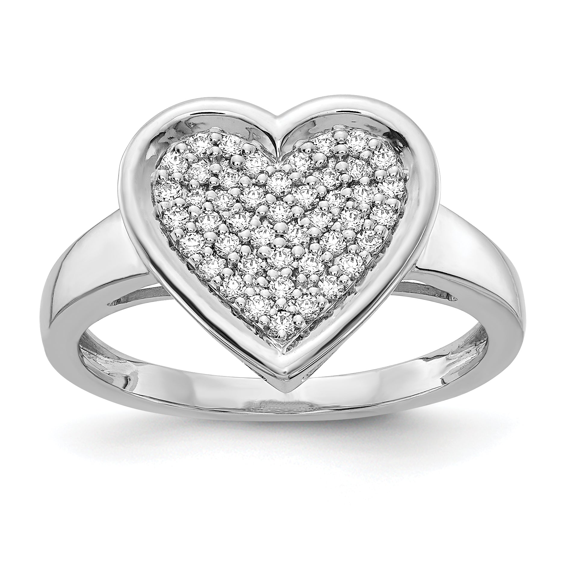 14k White Gold Diamond Fancy Heart Ring Main image