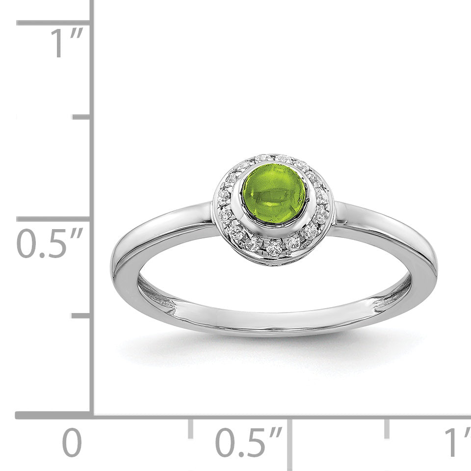 14k White Gold Diamond and Cabochon Peridot Ring Secondary image