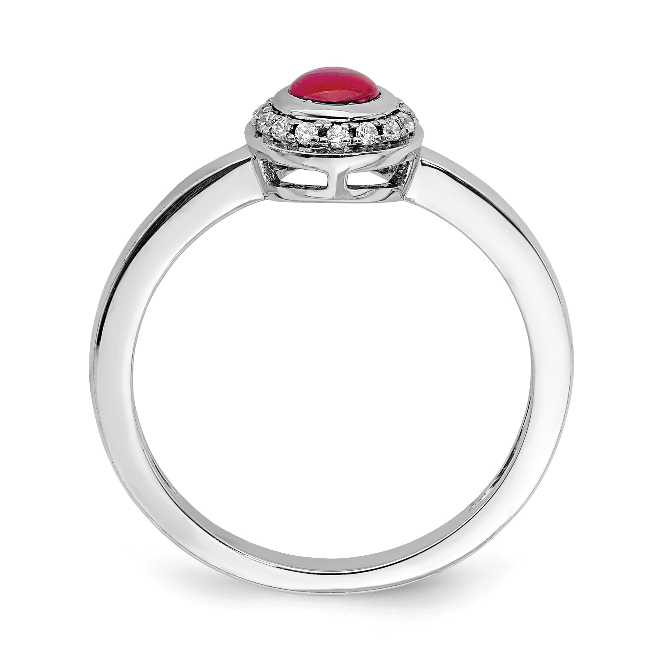 14k White Gold Diamond and Cabochon Ruby Ring Secondary image