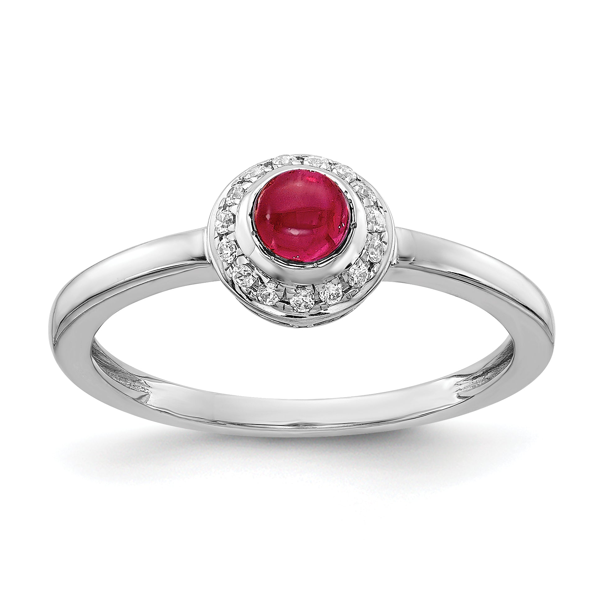 14k White Gold Diamond and Cabochon Ruby Ring Main image