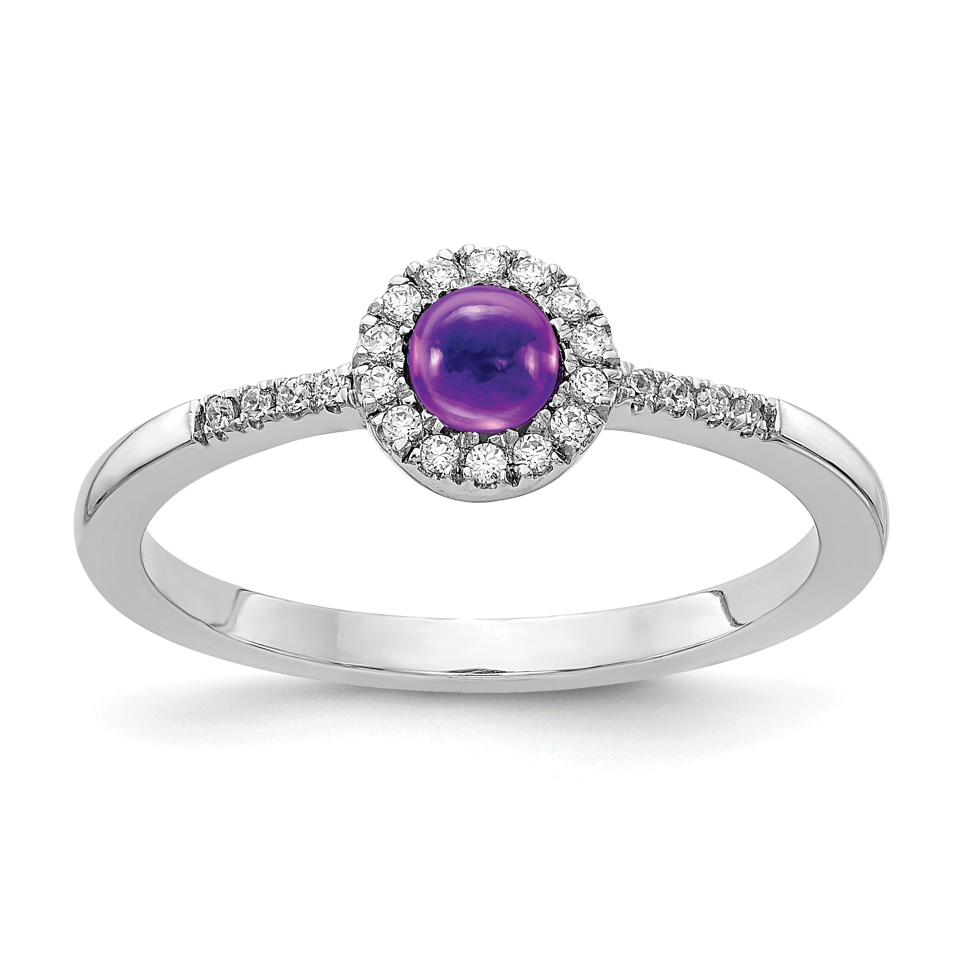 14k White Gold Diamond and Cabochon Amethyst Ring Main image