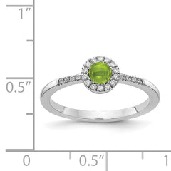 14k White Gold Diamond and Cabochon Peridot Ring