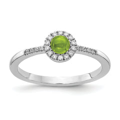 14k White Gold Diamond and Cabochon Peridot Ring