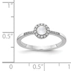 14k White Gold Diamond and Cabochon White Topaz Ring