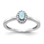 14k White Gold Diamond and Oval Cabochon Aquamarine Ring
