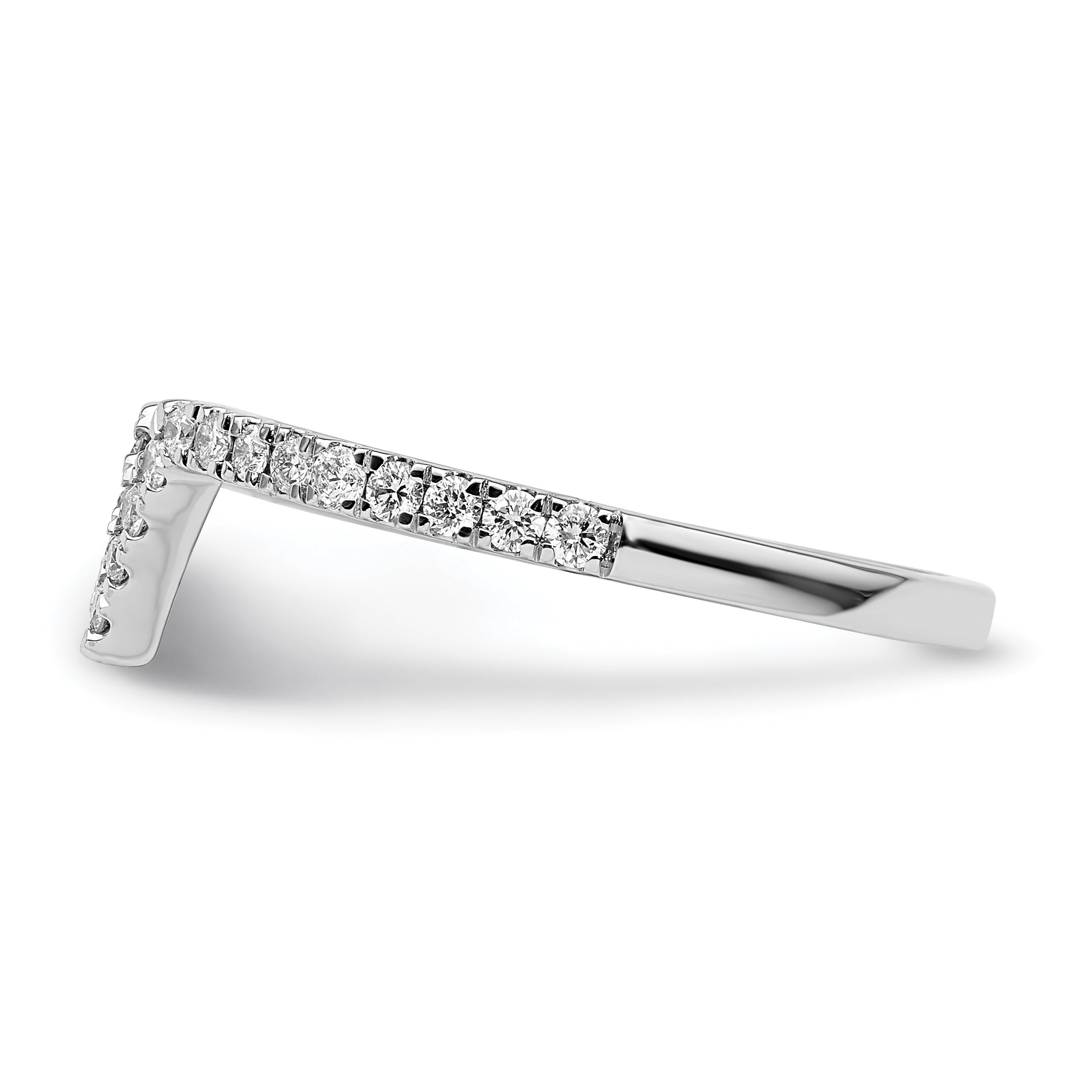 14k White Gold V-shape Diamond Ring Guard