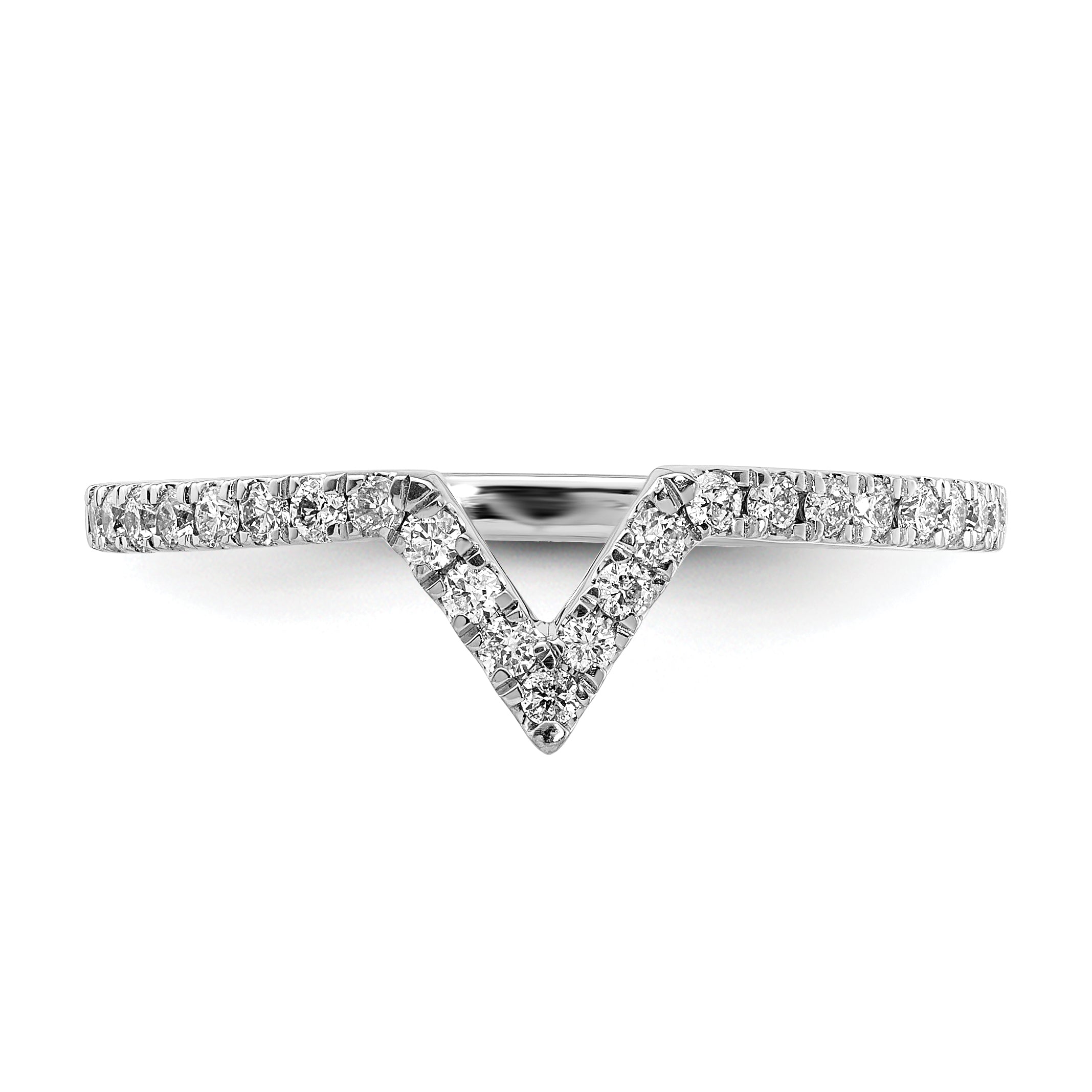14k White Gold V-shape Diamond Ring Guard