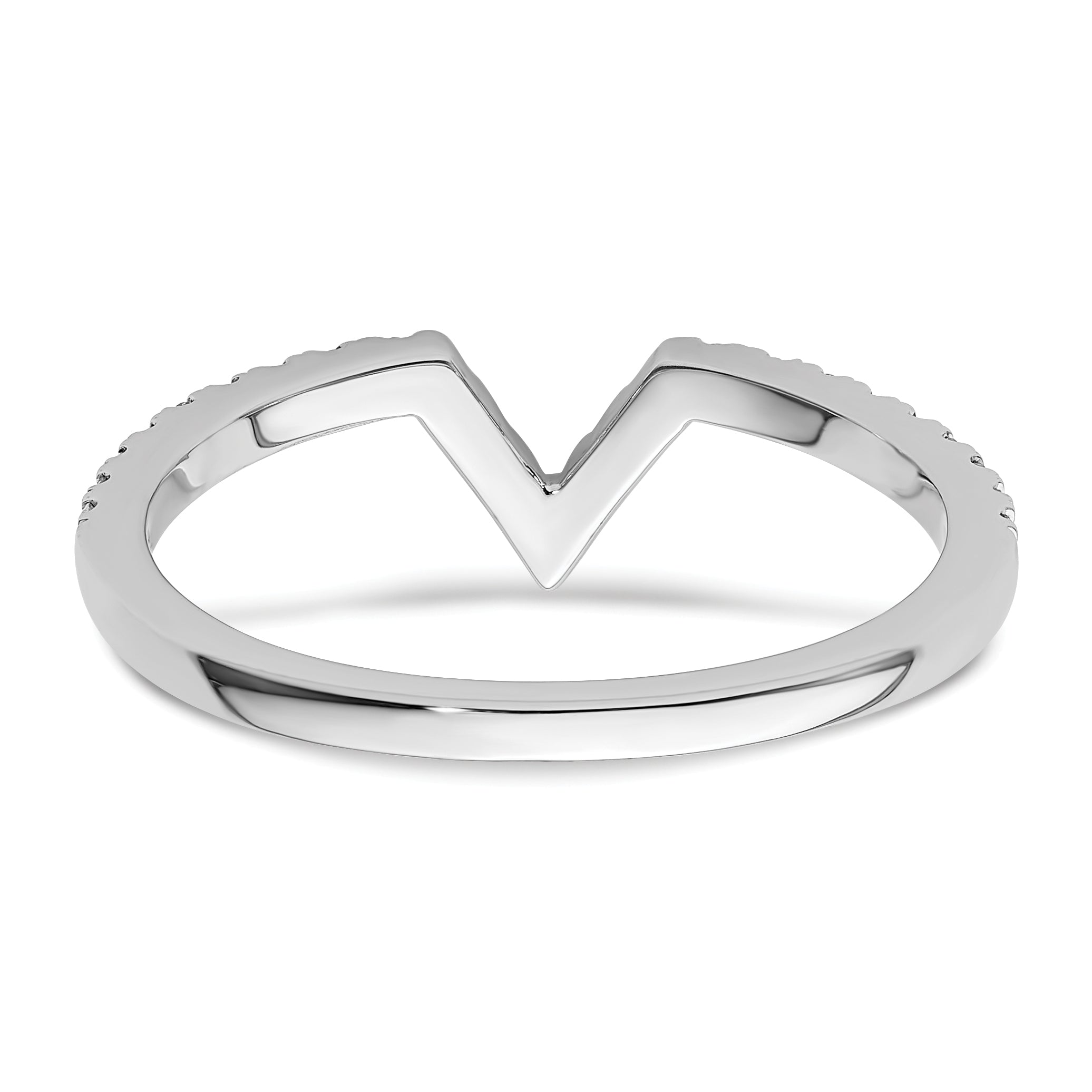 14k White Gold V-shape Diamond Ring Guard