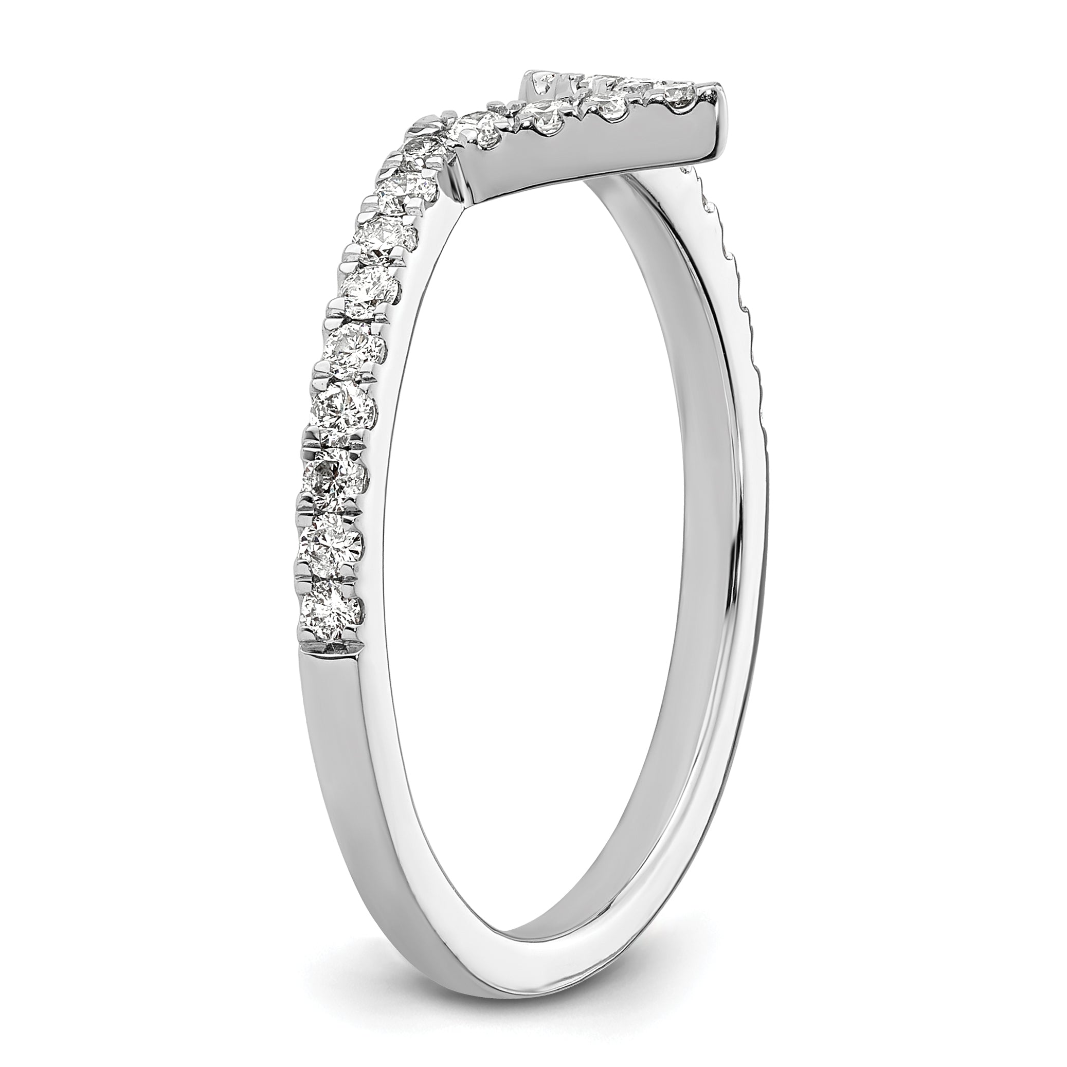 14k White Gold V-shape Diamond Ring Guard