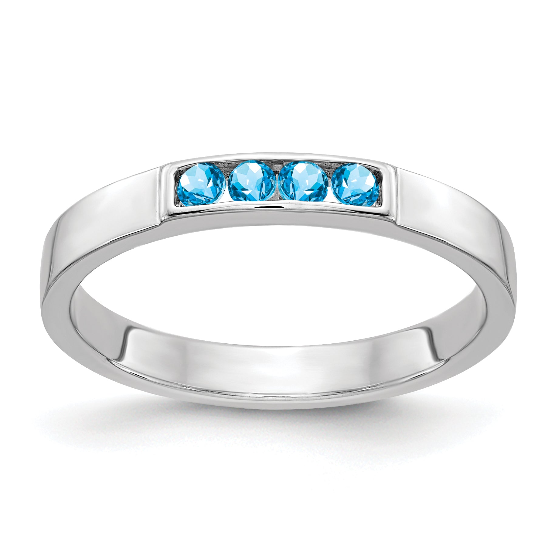 14k White Gold 4-stone Blue Topaz Band Main image