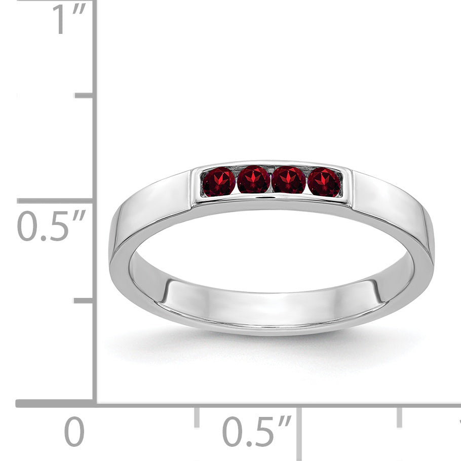 14k White Gold 4-stone Garnet Band Secondary image