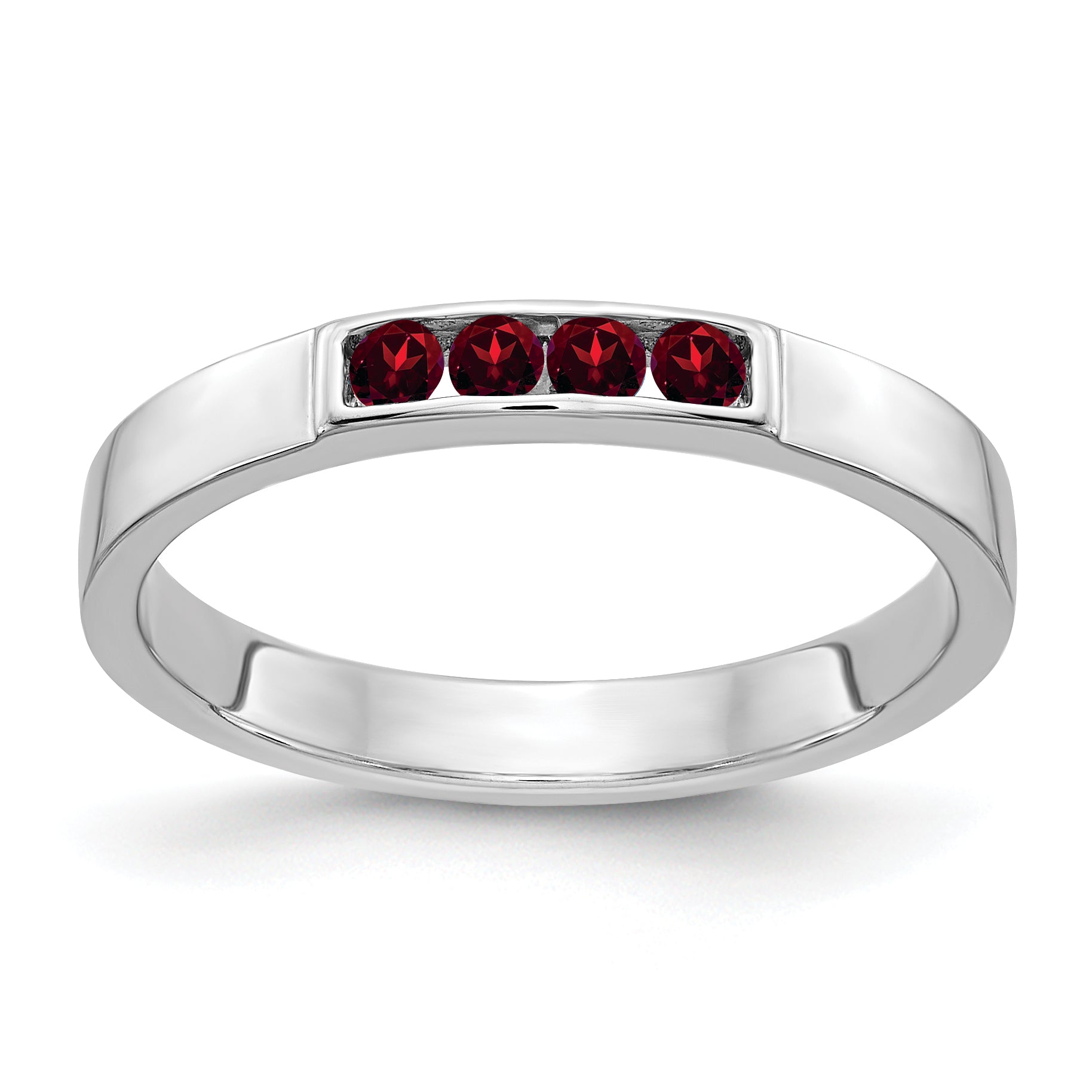 14k White Gold 4-stone Garnet Band Main image