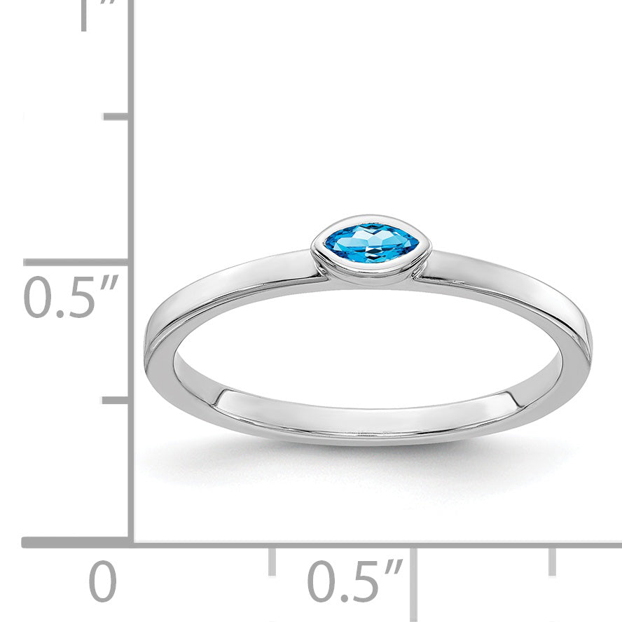 14k White Gold Bezel-set Marquise Blue Topaz Ring Secondary image