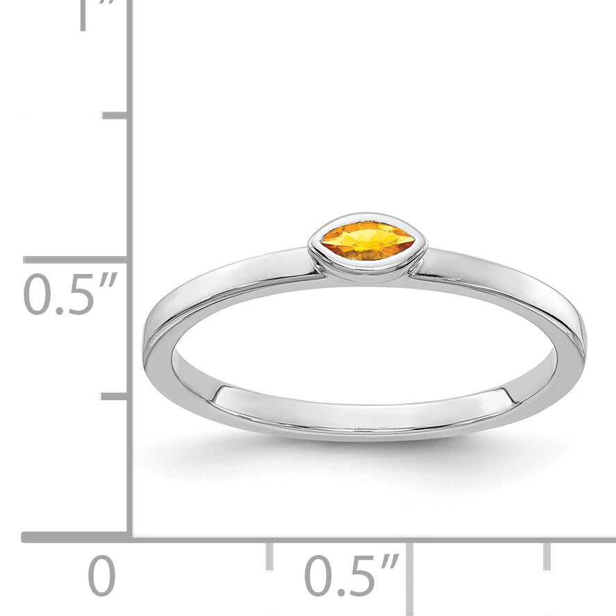 14k White Gold Bezel-set Marquise Citrine Ring Secondary image