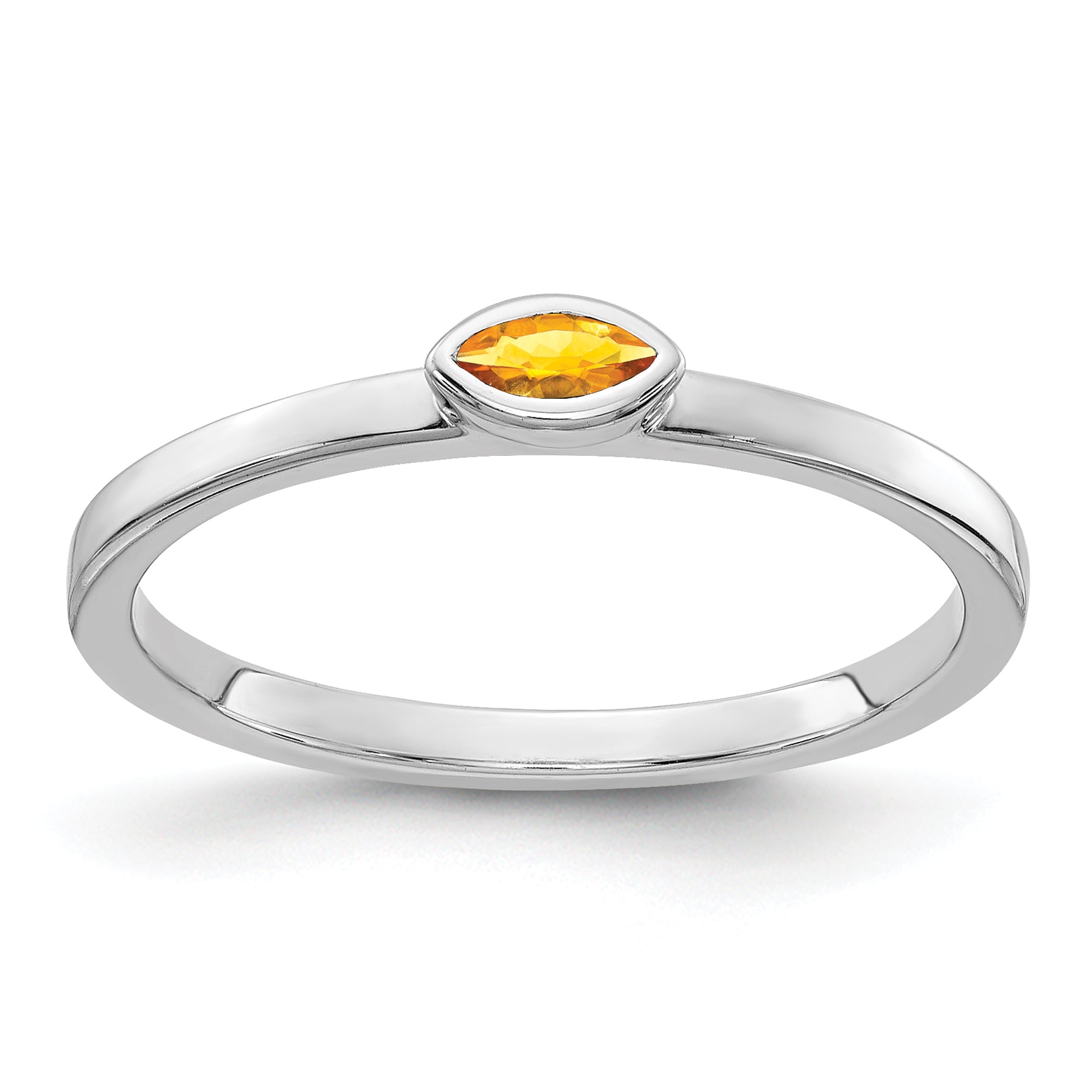 14k White Gold Bezel-set Marquise Citrine Ring Main image