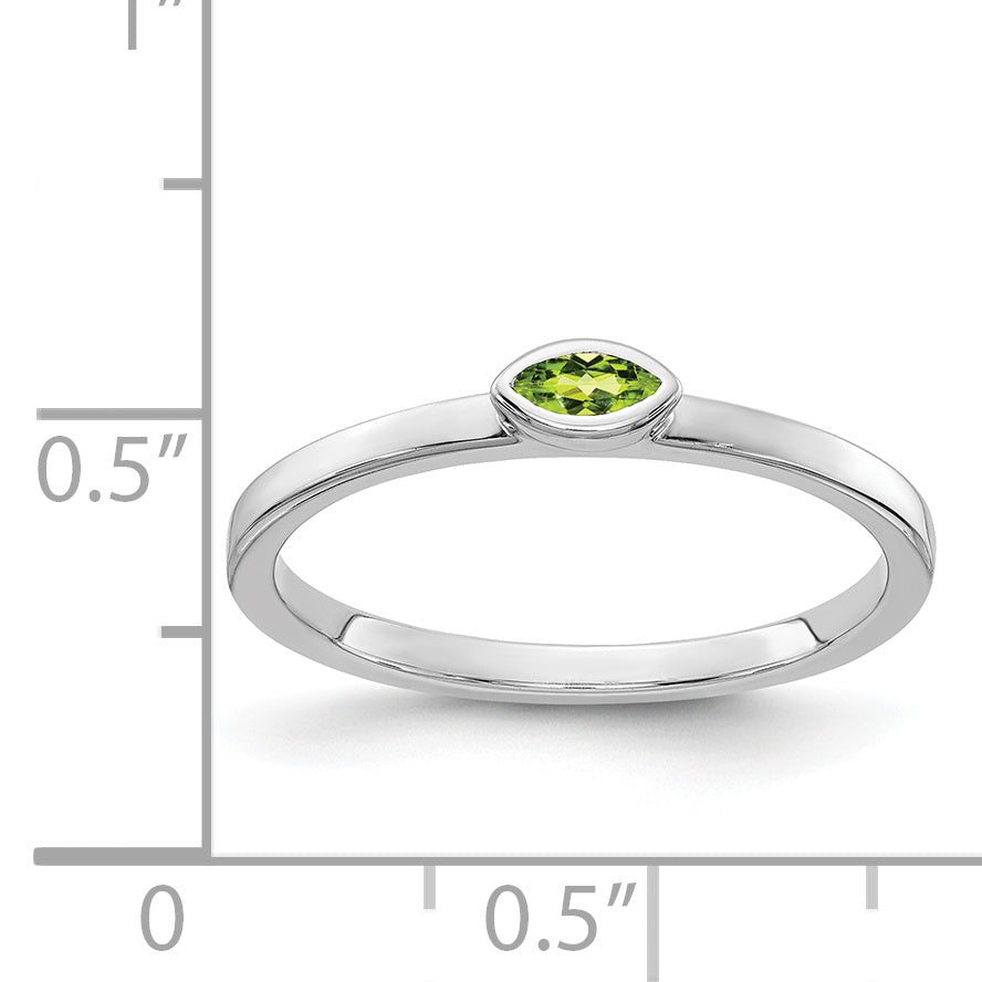 14k White Gold Bezel-set Marquise Peridot Ring Secondary image