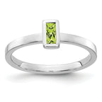 14k White Gold Bezel-set Peridot Ring