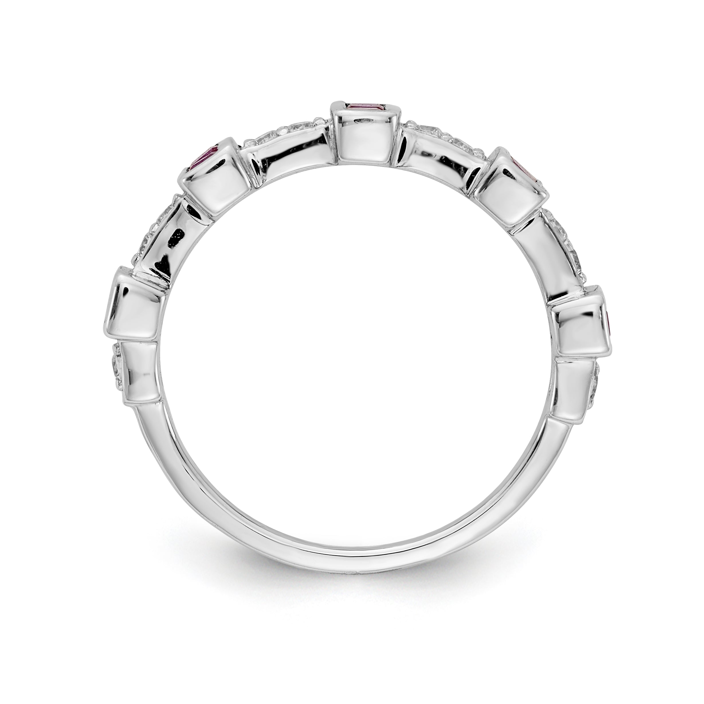 14k White Gold Fancy Diamond and Ruby Ring Secondary image