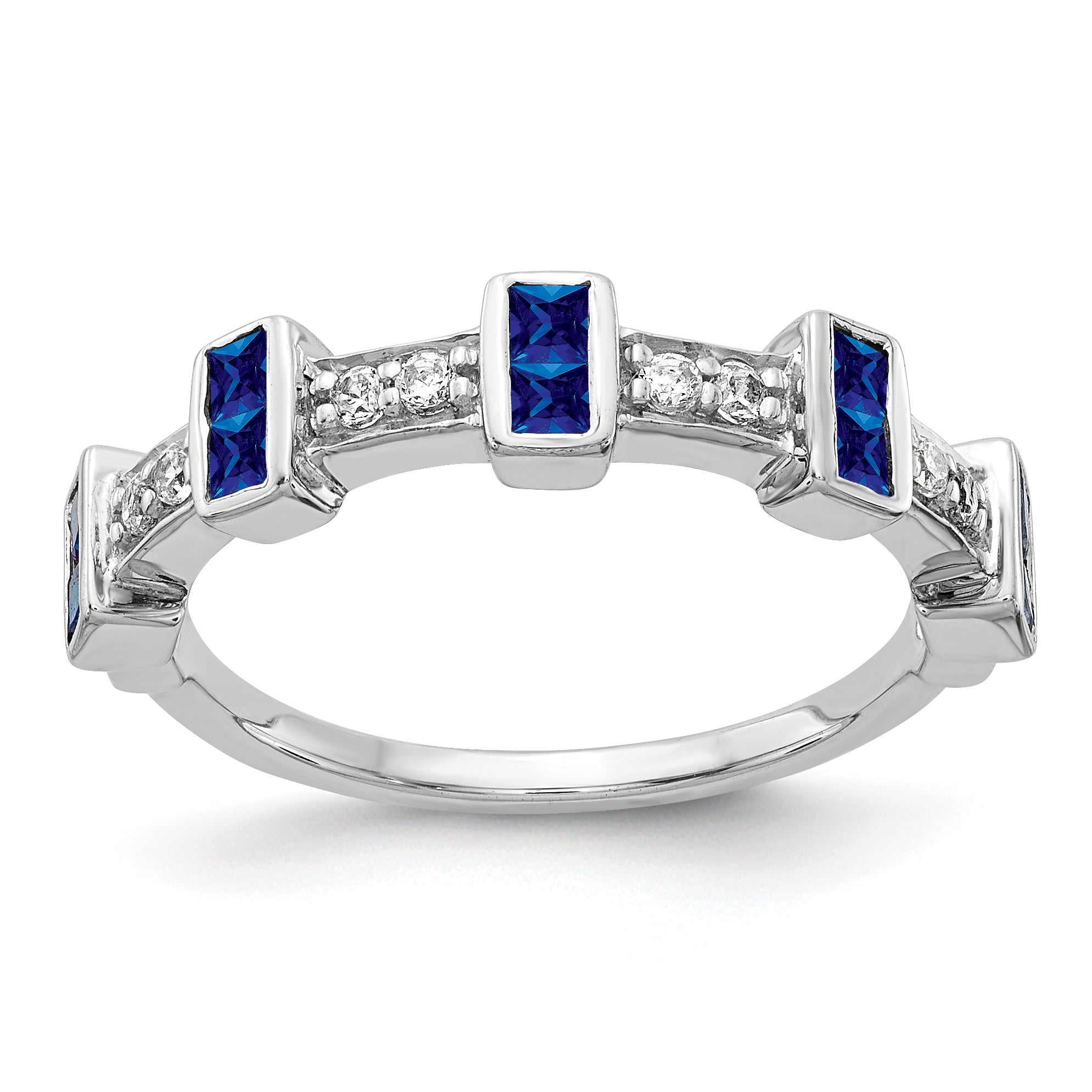 14k White Gold Fancy Diamond and Sapphire Ring Main image