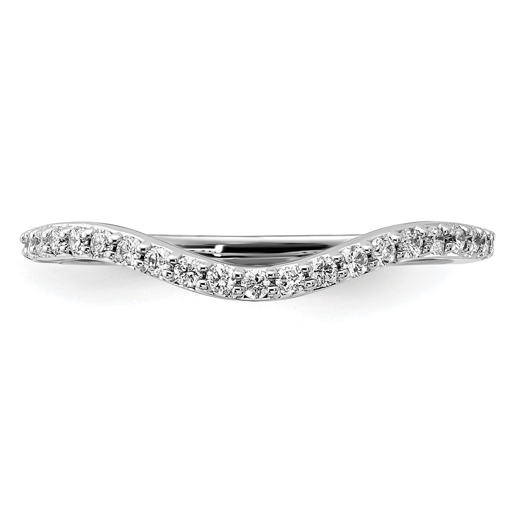 14k White Gold Curved Diamond Ring