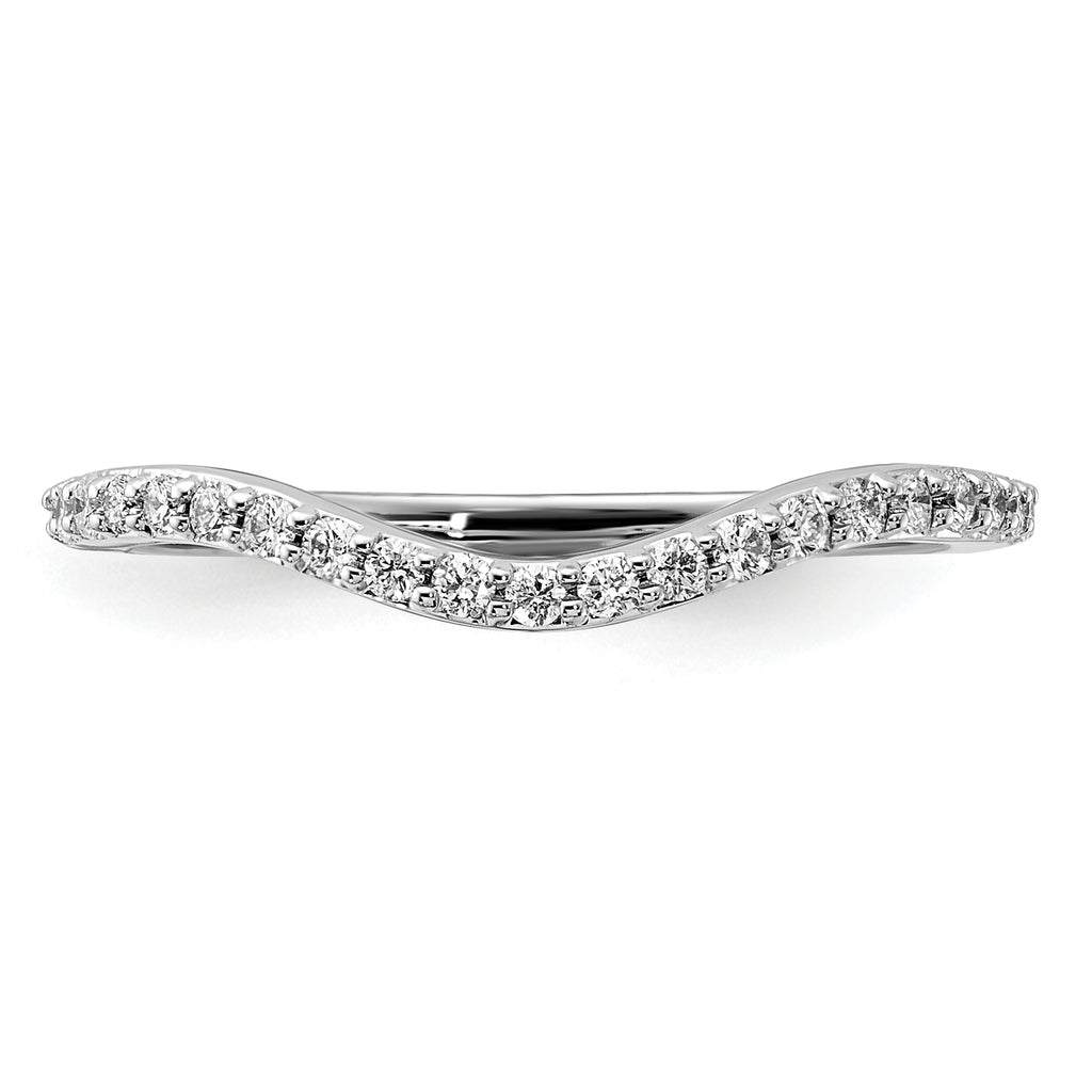 14k White Gold Curved Diamond Ring