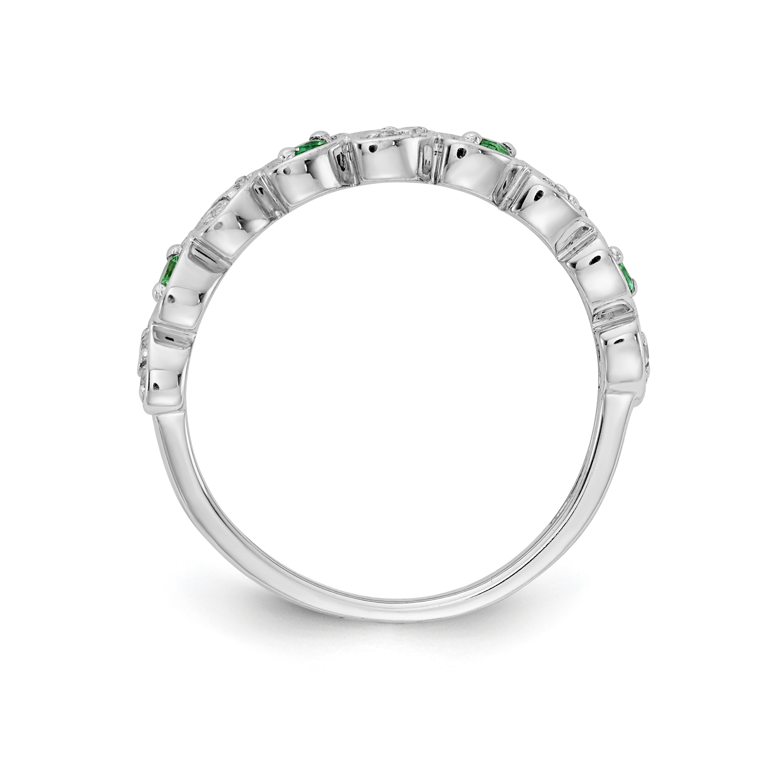 14k White Gold Fancy Diamond and Emerald Ring Secondary image