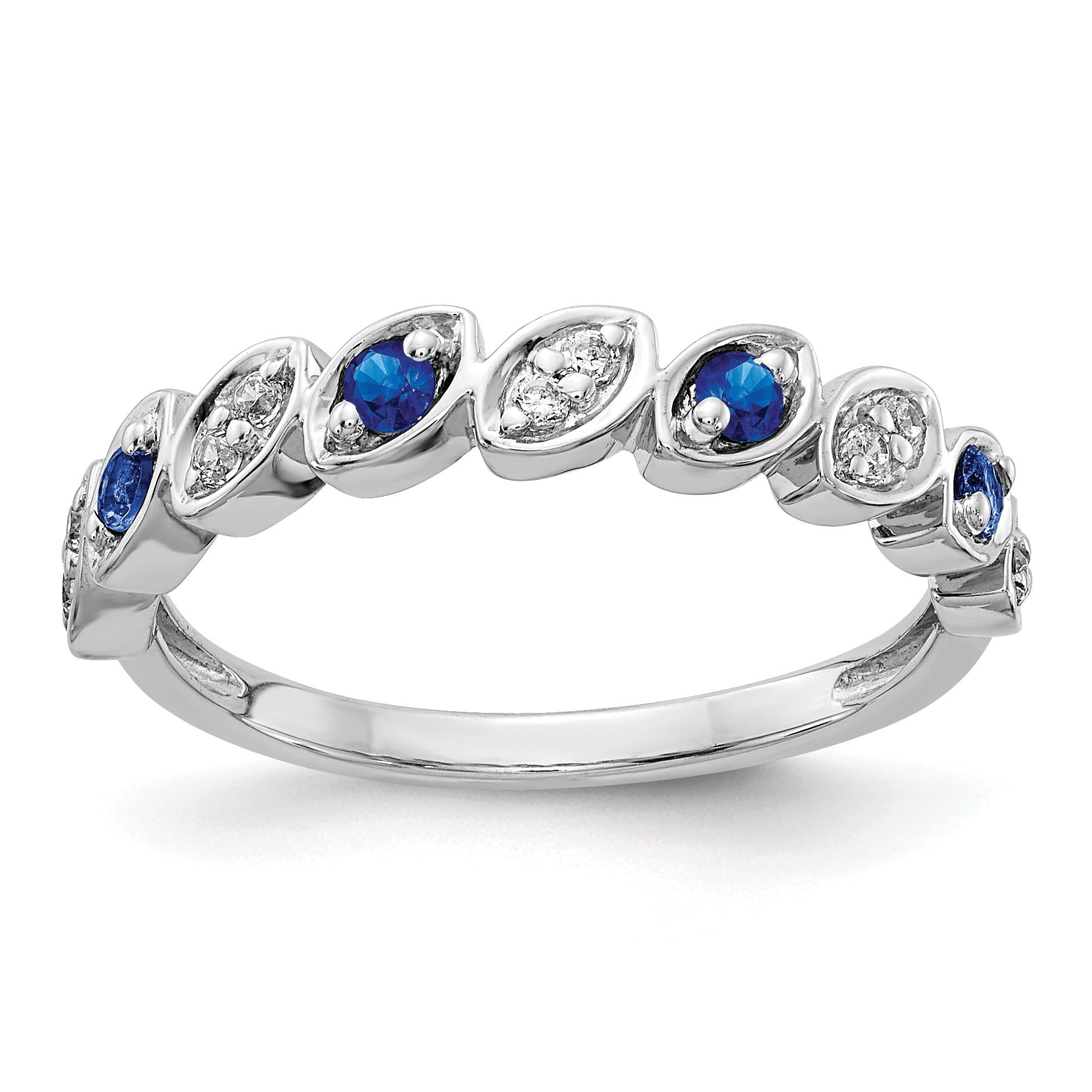 14k White Gold Fancy Diamond and Sapphire Ring Main image