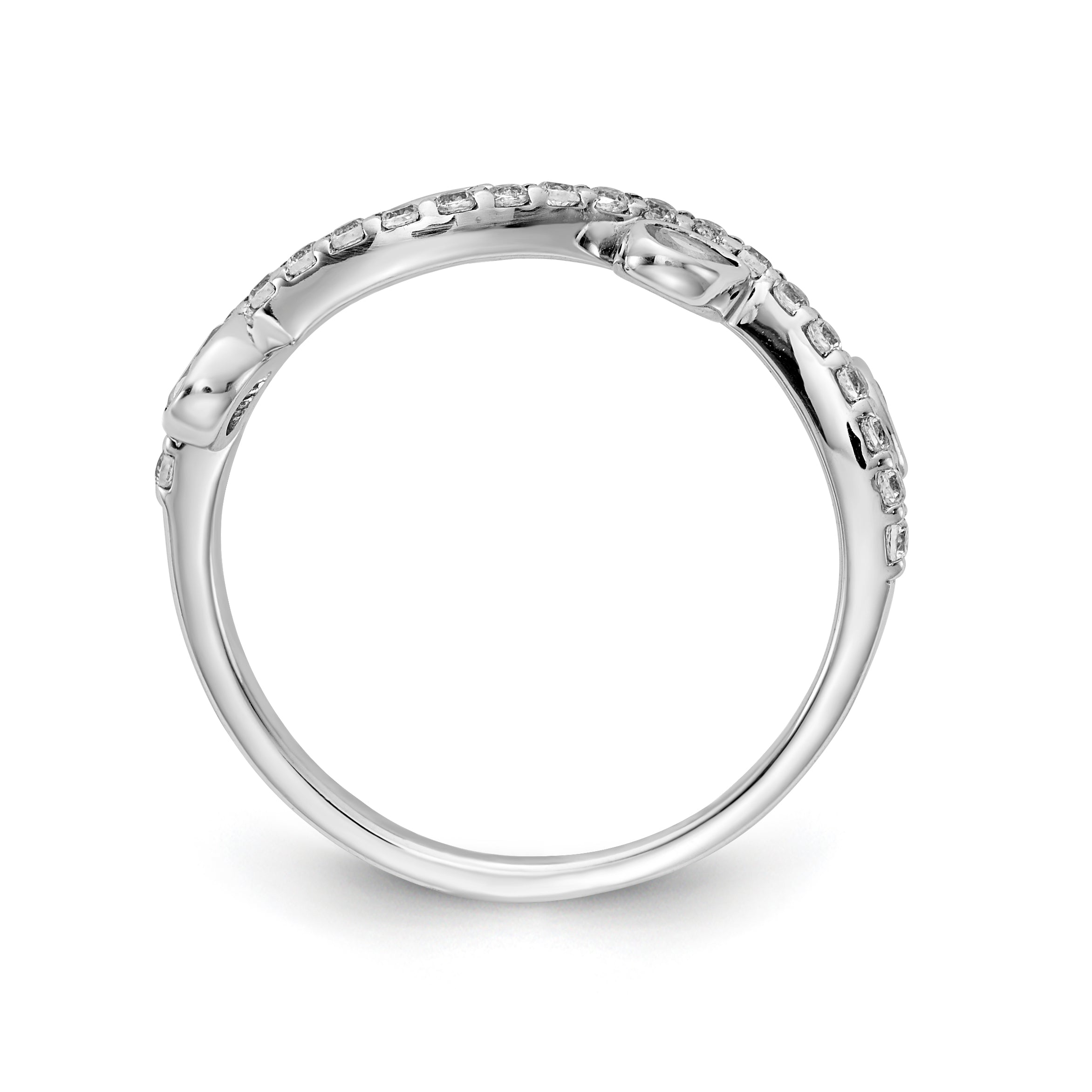 14k White Gold Diamond and Pear Peridot Curved Ring Secondary image