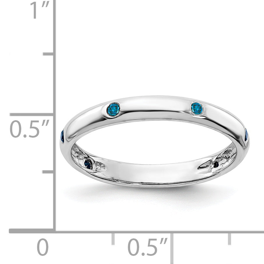 14k White Gold 6-stone Blue Diamond Band Secondary image