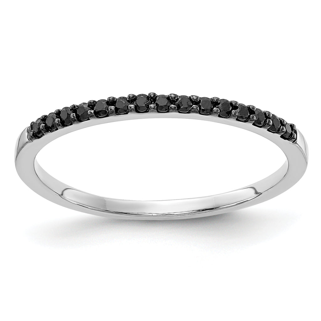 14k White Gold Black Diamond Band