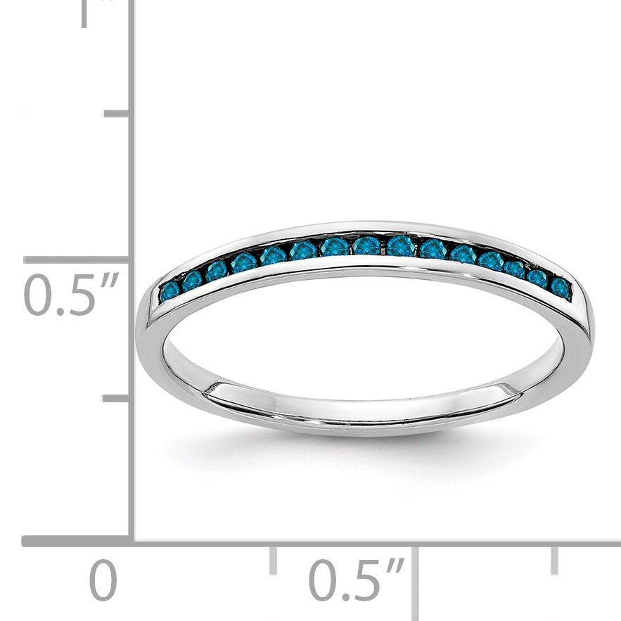 14k White Gold Blue Diamond Channel Band