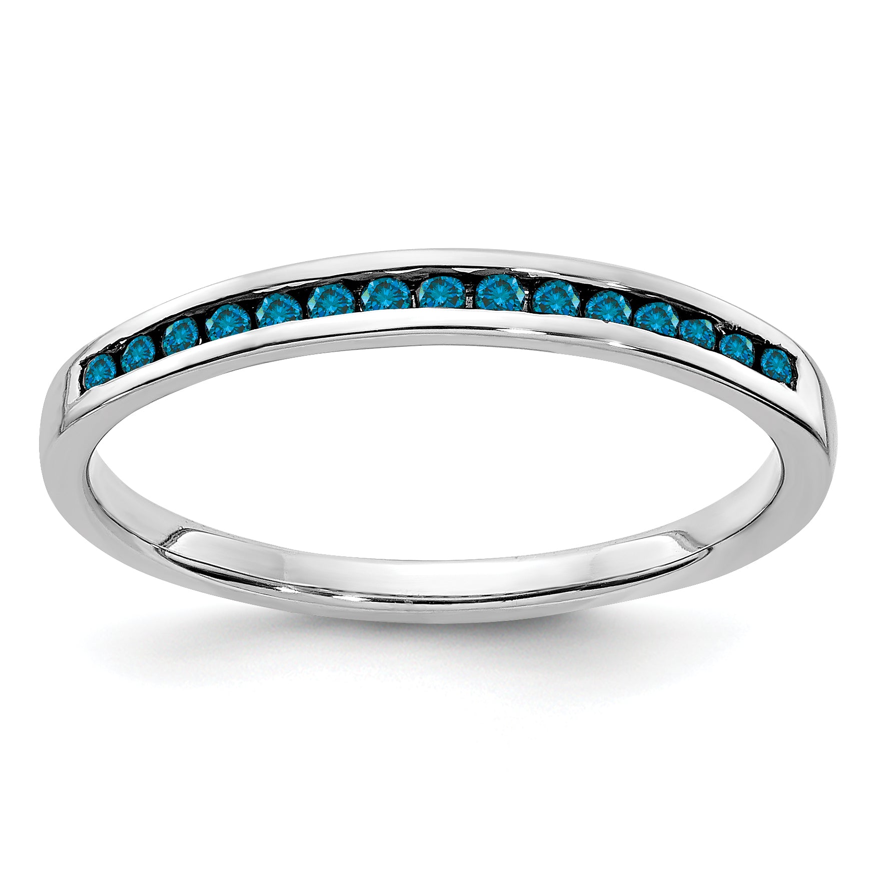 14k White Gold Blue Diamond Channel Band Main image