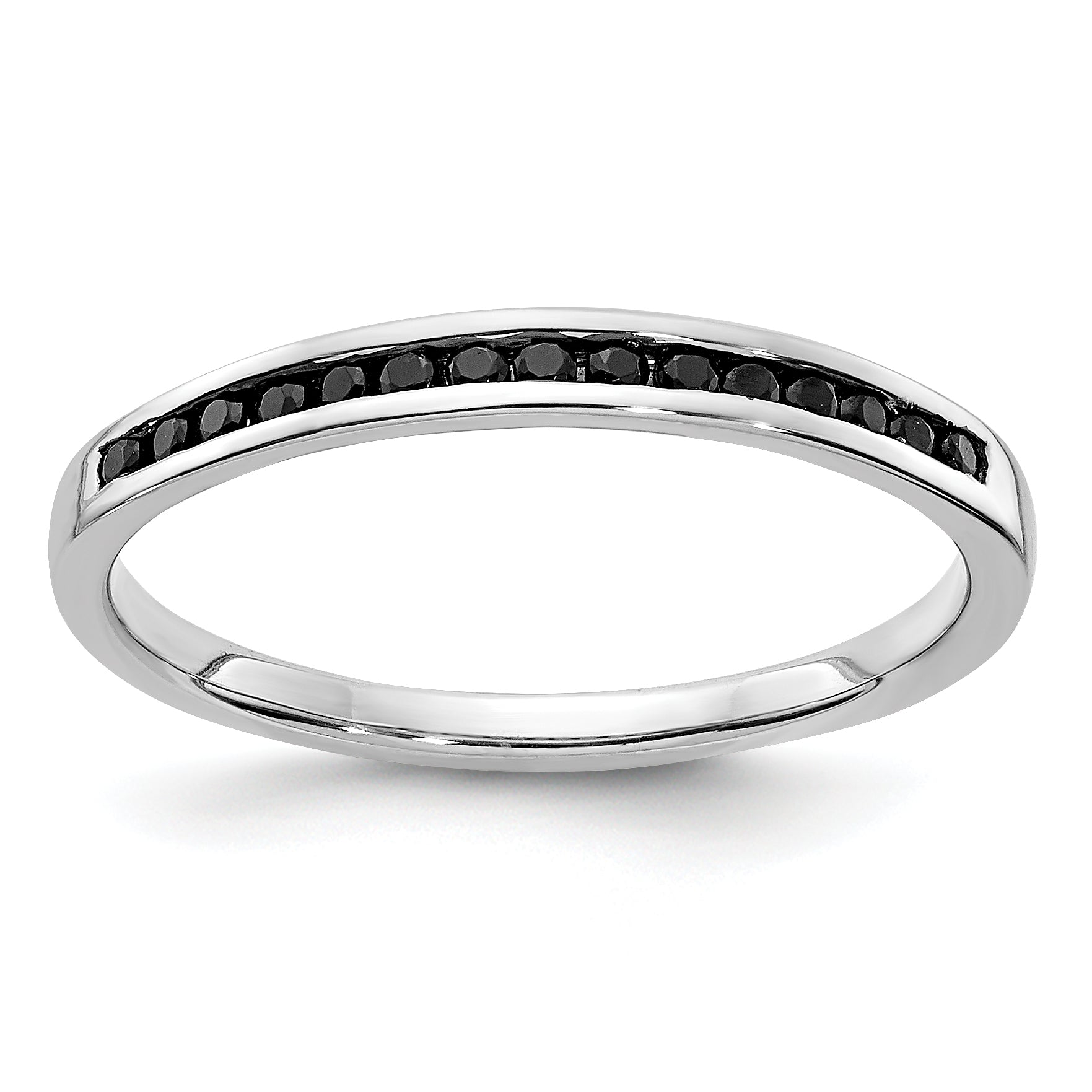 14k White Gold Black Diamond Channel Band Main image