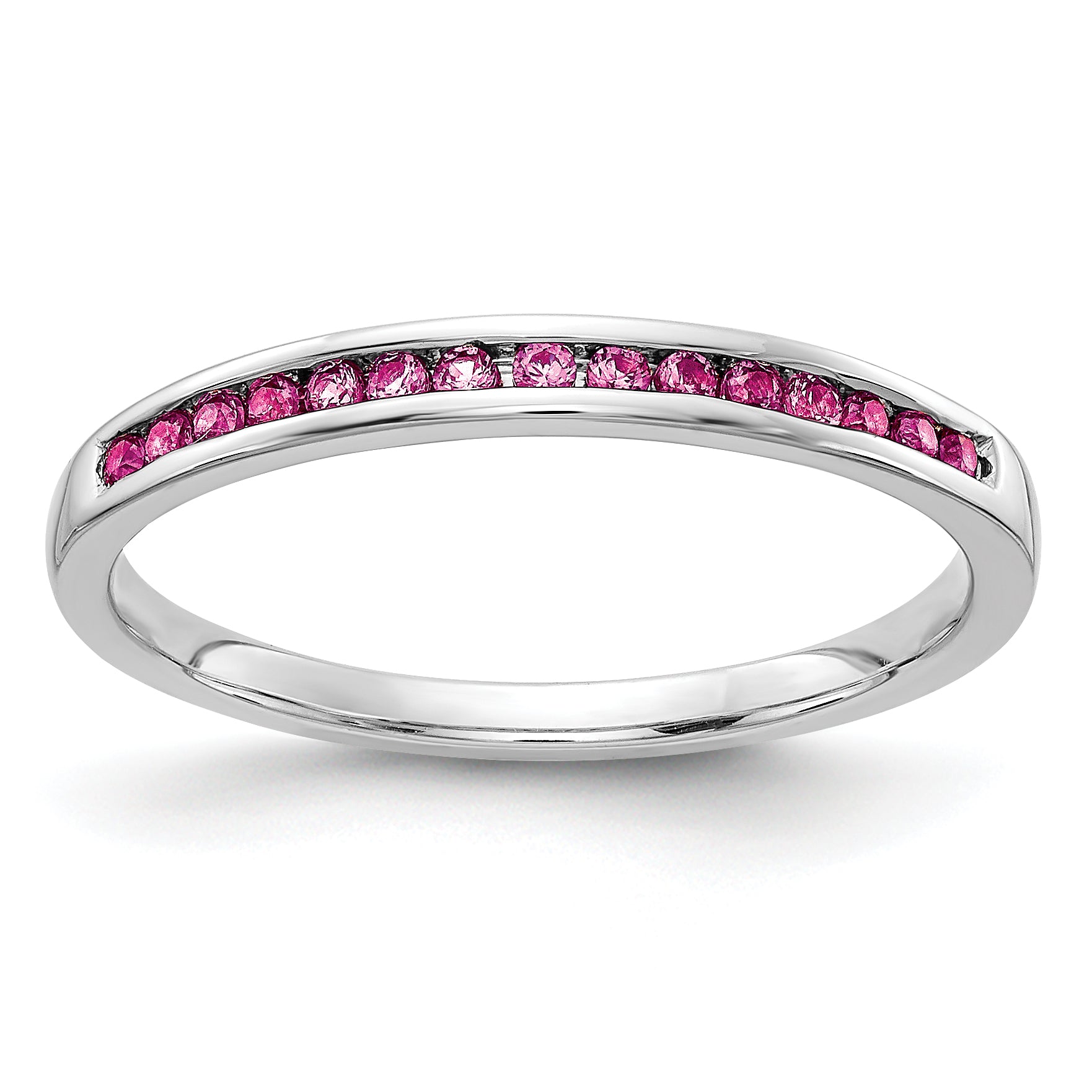 14k White Gold Pink Sapphire Channel Band Main image