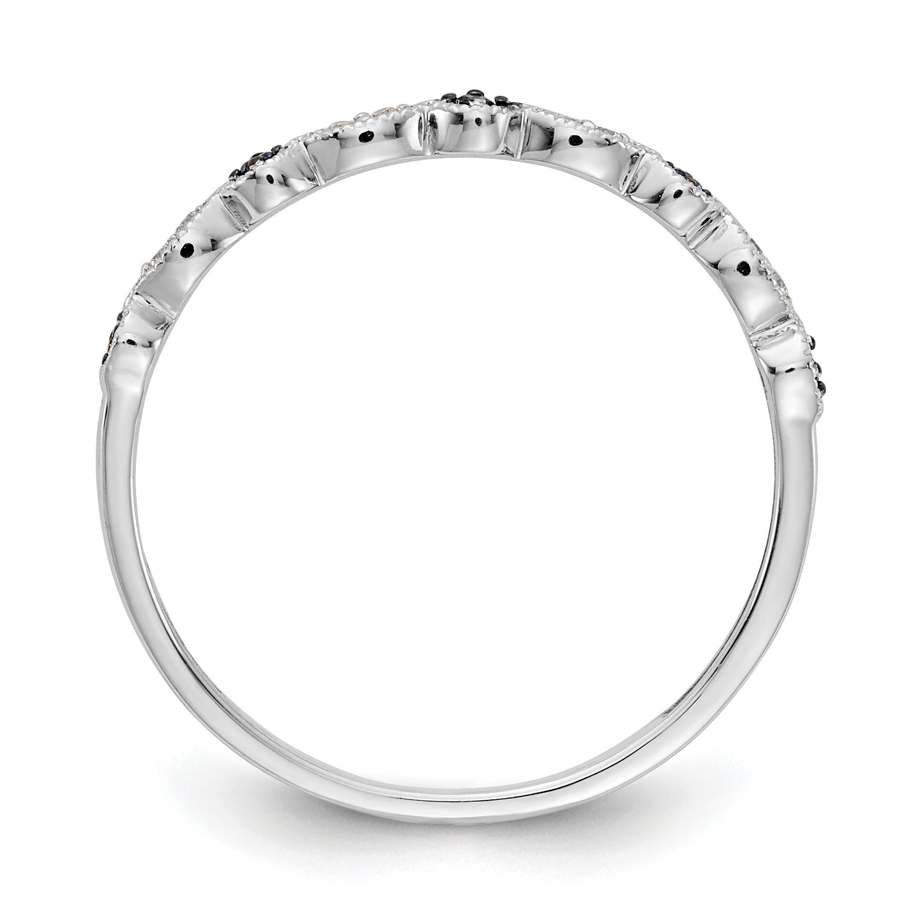 14k White Gold Blue/White Diamond Fancy Band Secondary image