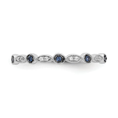 14k White Gold Blue/White Diamond Fancy Band