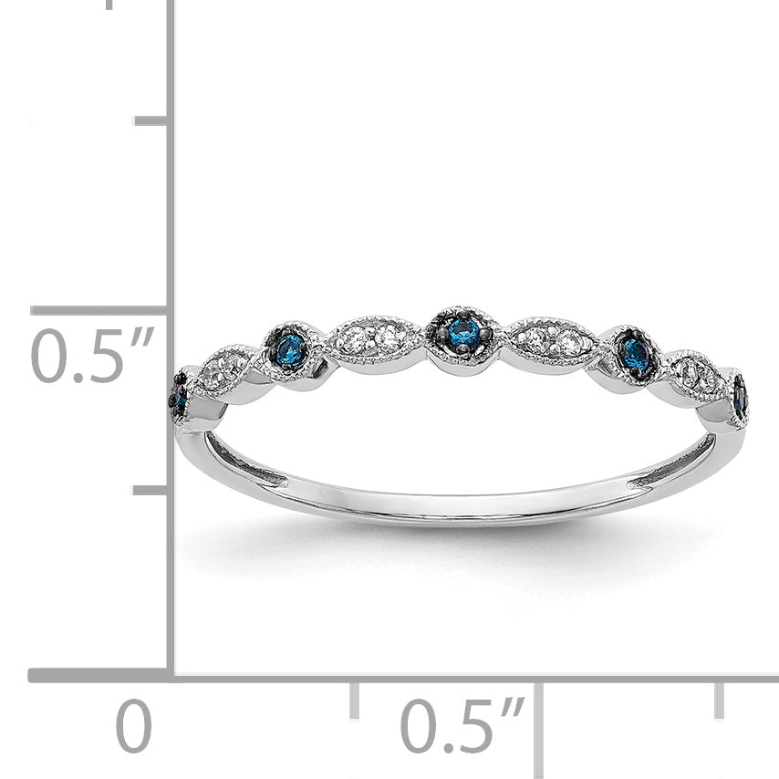 14k White Gold Blue/White Diamond Fancy Band