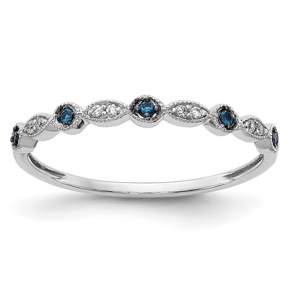 14k White Gold Blue/White Diamond Fancy Band
