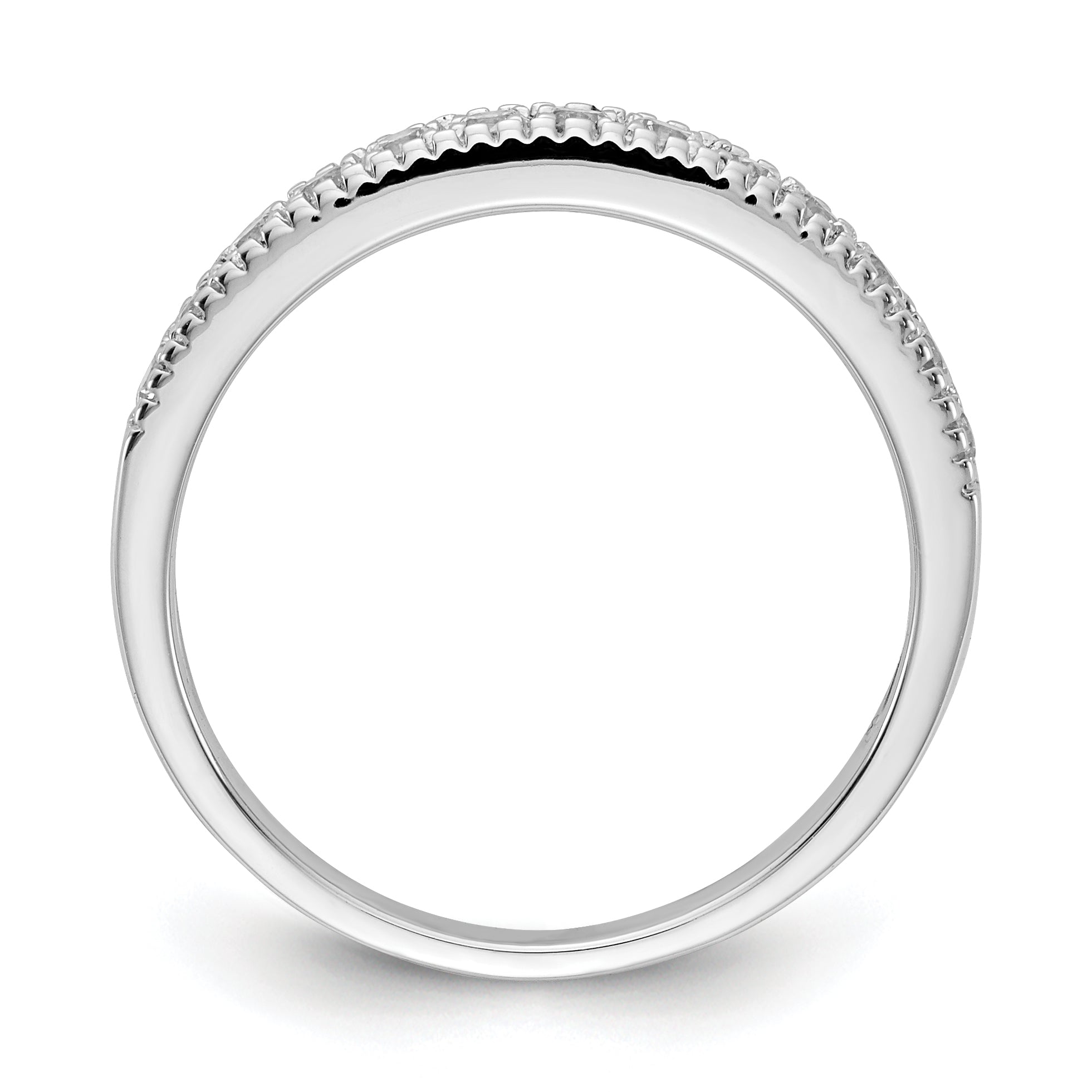 14k White Gold Diamond Beaded Edge Band Secondary image
