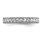 14k White Gold Diamond Beaded Edge Band