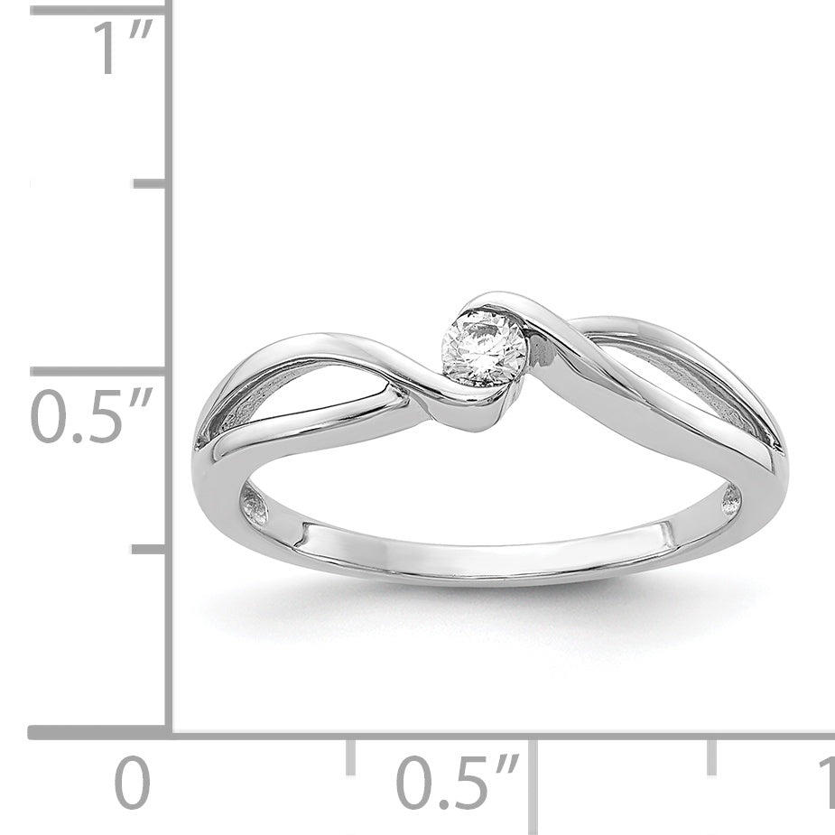 14kt White Gold Polished Diamond Ring