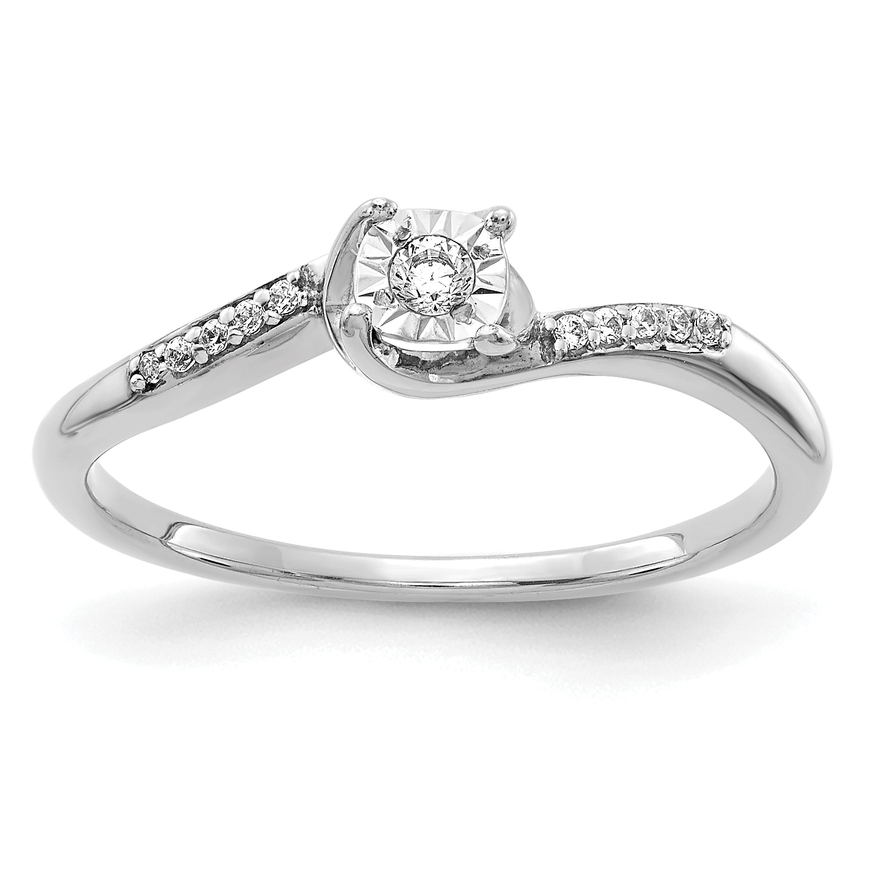 14k White Gold Diamond Bypass Ring Main image