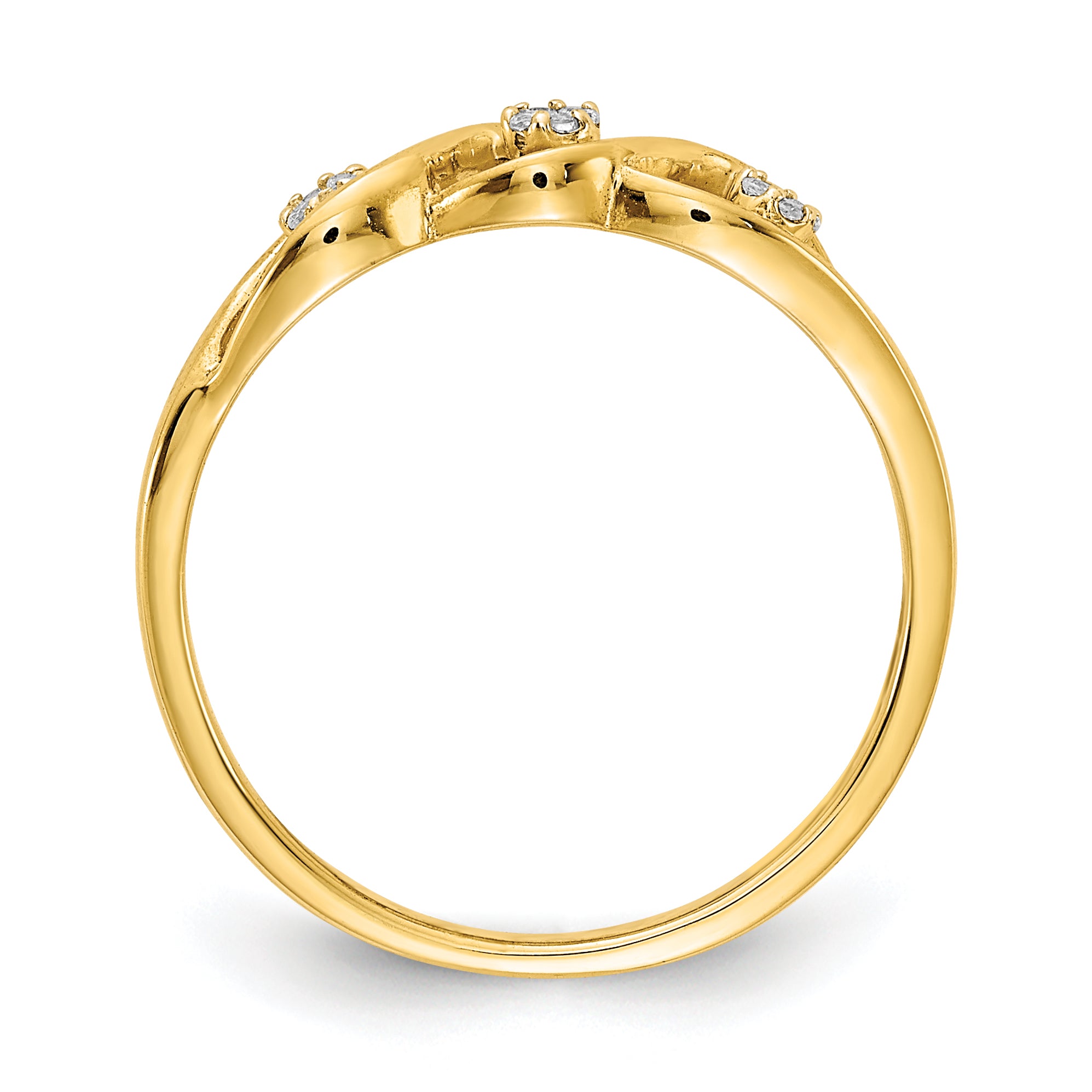 14k Gold Polished Diamond Wave Ring Secondary image