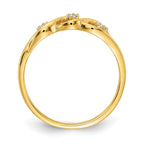 14k Gold Polished Diamond Wave Ring
